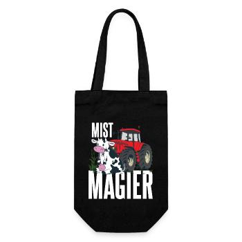Mist Magier | Lustiges Landwirt Bauern - Geschenkbeutel für Flaschen - Schwarz - Vorne