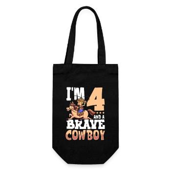 Ich bin 4 - Jungen Cowboy - Geschenkbeutel für Flaschen - Schwarz - Vorne