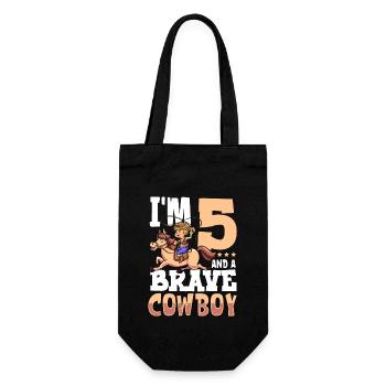 Ich bin 5 - Jungen Cowboy - Geschenkbeutel für Flaschen - Schwarz - Vorne