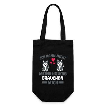 Hunde Hundebesitzer Lustiges Geschenk Husky - Geschenkbeutel für Flaschen - Schwarz - Vorne