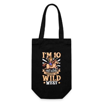 Ich bin 10 - Jungen Cowboy - Geschenkbeutel für Flaschen - Schwarz - Vorne