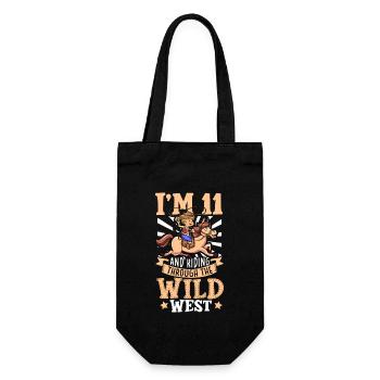 Ich bin 11 - Jungen Cowboy - Geschenkbeutel für Flaschen - Schwarz - Vorne