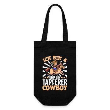 Ich bin 4 - Jungen Cowboy - Geschenkbeutel für Flaschen - Schwarz - Vorne