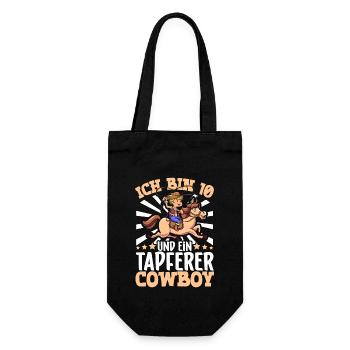 Ich bin 10 - Jungen Cowboy - Geschenkbeutel für Flaschen - Schwarz - Vorne