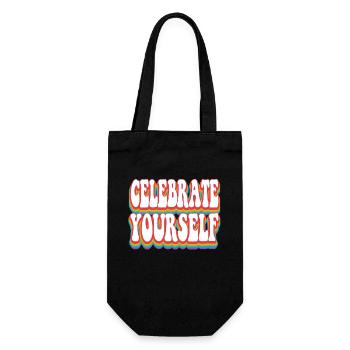 Feiere dich selbst - Pride Rainbow LGBTQ+ - Geschenkbeutel für Flaschen - Schwarz - Vorne