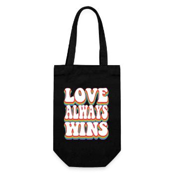 Liebe gewinnt immer Pride Rainbow LGBTQ+ - Geschenkbeutel für Flaschen - Schwarz - Vorne