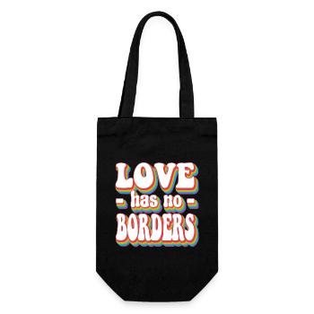 Liebe hat keine Grenzen Pride Regenbogen LGBTQ+ - Geschenkbeutel für Flaschen - Schwarz - Vorne