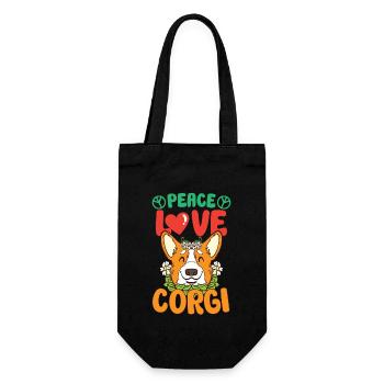 chien gallois corgi animal de compagnie chien amoureux chiot - Sac à bouteille - noir - Devant