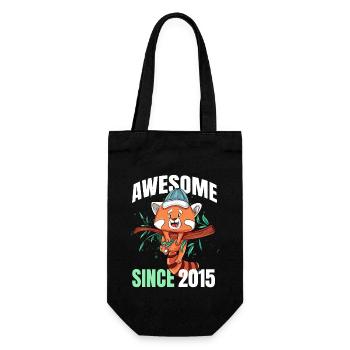 Awesome Since 2015 - 8th Red Panda Birthday - Gift Bag for Bottles - black - Front