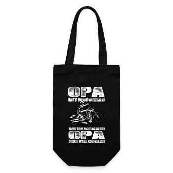 Opa Mit Motorrad Wie Ein Normaler Opa Nur Cooler - Geschenkbeutel für Flaschen - Schwarz - Vorne