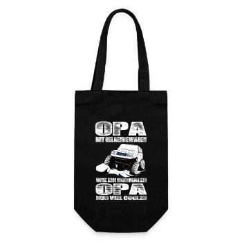 Opa Mit Geländewagen Wie Ein Normaler Opa Nur Cool - Geschenkbeutel für Flaschen - Schwarz - Vorne