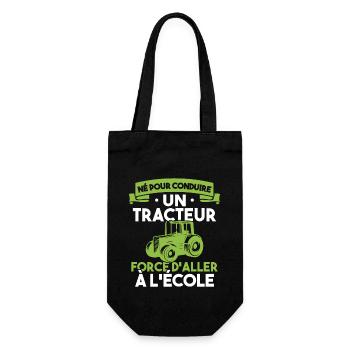 Né pour conduire un tracteur forcé daller à lécole - Sac à bouteille - noir - Devant