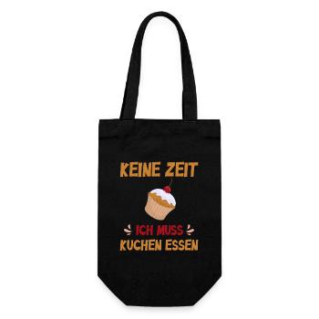 Keine Zeit ich muss Kuchen essen - Geschenkbeutel für Flaschen - Schwarz - Vorne