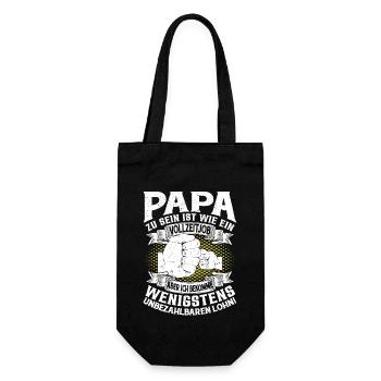 Papa Zu Sein Ist Wie Ein Vollzeitjob - Geschenkbeutel für Flaschen - Schwarz - Vorne