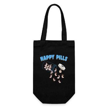 Happy Pills Farm Tier Lustige Kaninchenliebhaber Humor - Geschenkbeutel für Flaschen - Schwarz - Vorne