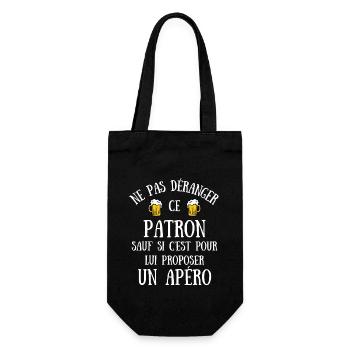 patron apéro homme humour idée cadeau personnalisé - Sac à bouteille - noir - Devant