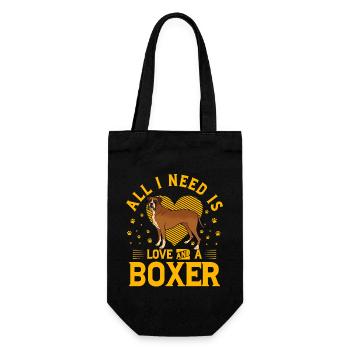 All I need is love and a Boxer - Geschenkbeutel für Flaschen - Schwarz - Vorne