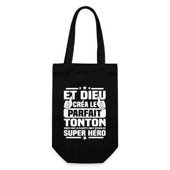 Et dieu créa le tonton parfait - cadeau humour - Sac à bouteille - noir - Devant