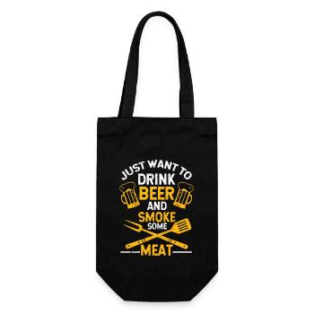 Just Want To Drink Beer And Smoke Some Meat Funny - Gift Bag for Bottles - black - Front