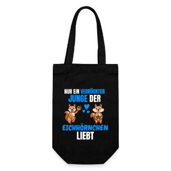 Jungen Tierliebhaber Jungs Geschenk Eichhörnchen - Geschenkbeutel für Flaschen - Schwarz - Vorne