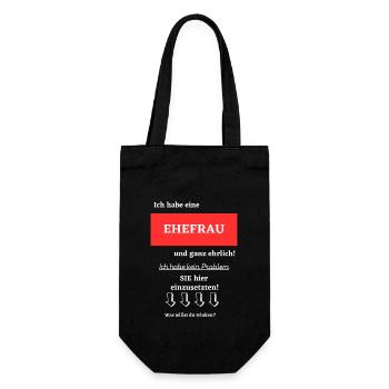 Ich habe eine Frau - Geschenkbeutel für Flaschen - Schwarz - Vorne