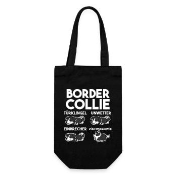 Hund Border Collie - Geschenkbeutel für Flaschen - Schwarz - Vorne