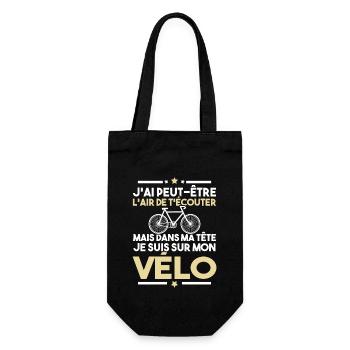 Dans ma tête je fais du vélo - humour vélo - Sac à bouteille - noir - Devant