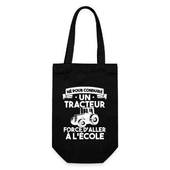 Né pour conduire un tracteur forcé daller à lécole - Sac à bouteille - noir - Devant