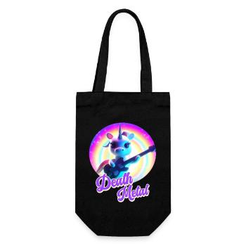 Funny unicorn with electric guitar and rainbow - Gift Bag for Bottles - black - Front