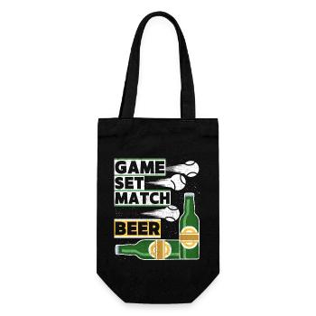 Tennis Quote Game Set Match, Beer Funny Quote - Sac à bouteille - noir - Devant