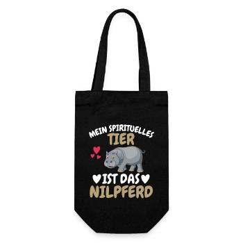 Afrika Hippo Spirituelles Tier Geschenk Nilpferd - Geschenkbeutel für Flaschen - Schwarz - Vorne