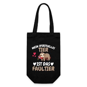 Tierliebhaber Spirituelles Tier Geschenk Faultier - Geschenkbeutel für Flaschen - Schwarz - Vorne