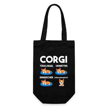 Hund Corgi - Geschenkbeutel für Flaschen - Schwarz - Vorne