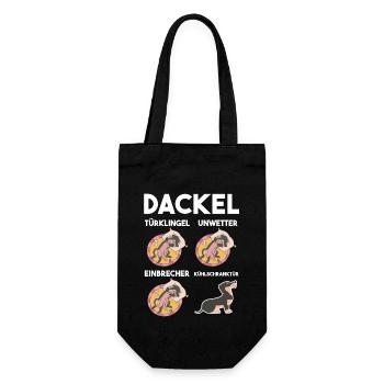 Hund Dackel - Geschenkbeutel für Flaschen - Schwarz - Vorne