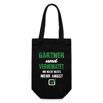 Gärtner Und Verheiratet Mir Macht Nix Mehr Angst - Geschenkbeutel für Flaschen - Schwarz - Vorne