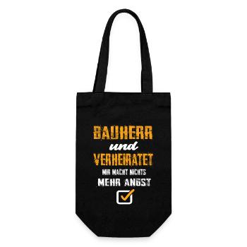 Bauherr Und Verheiratet Mir Macht Nix Mehr Angst - Geschenkbeutel für Flaschen - Schwarz - Vorne