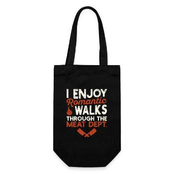Ich genieße romantische Spaziergänge Lustige BBQ - Geschenkbeutel für Flaschen - Schwarz - Vorne