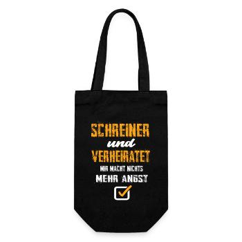 Schreiner Und Verheiratet Mir Macht Nix Mehr Angst - Geschenkbeutel für Flaschen - Schwarz - Vorne