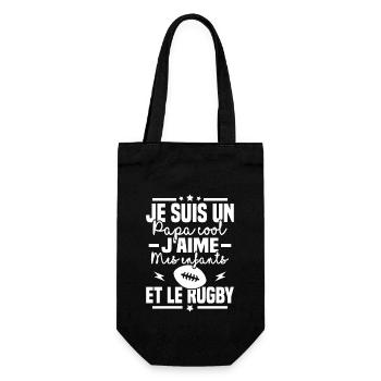 Papa cool j aime mes enfants et le rugby - Sac à bouteille - noir - Devant