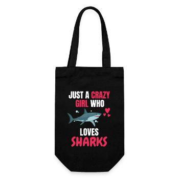 Crazy Girl Animal Funny Gift Shark - Gift Bag for Bottles - black - Front