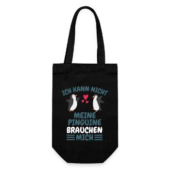 Tierliebhaber Vogel Lustiges Geschenk Pinguin - Geschenkbeutel für Flaschen - Schwarz - Vorne