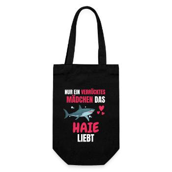 Ozean Tier Mädchen Raubtier Lustiges Geschenk Hai - Geschenkbeutel für Flaschen - Schwarz - Vorne