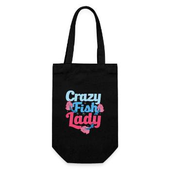 Crazy Fish Lady Aquarium Owner Fish Keeping - Geschenkbeutel für Flaschen - Schwarz - Vorne