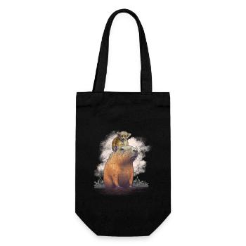 Capybara with monkeys - Gift Bag for Bottles - black - Front
