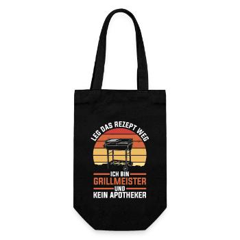 Grillparty Grillmeister Grill Grillen - Geschenkbeutel für Flaschen - Schwarz - Vorne