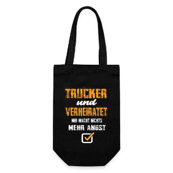 Trucker und Verheiratet - Geschenkbeutel für Flaschen - Schwarz - Vorne