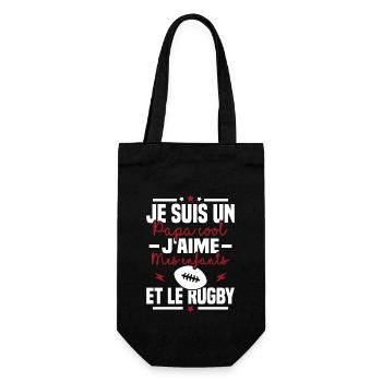 Papa cool j aime mes enfants et le rugby - Sac à bouteille - noir - Devant