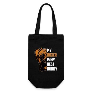My boxer is my best buddy - Geschenkbeutel für Flaschen - Schwarz - Vorne