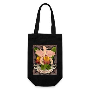 Vintage Orchidee botanische Illustration Spruch - Geschenkbeutel für Flaschen - Schwarz - Vorne