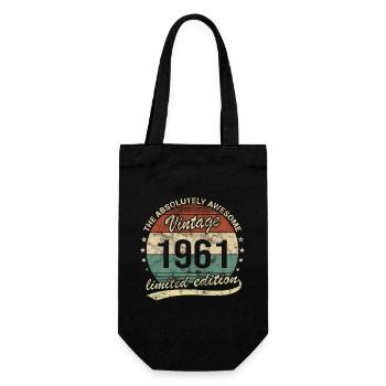 Awesome Since Vintage 1961 Retro Geburtstag Design - Geschenkbeutel für Flaschen - Schwarz - Vorne